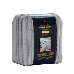 Plush Faux Fur Chunky Ribbed Faux Fur Grey Bedding Duvet Set