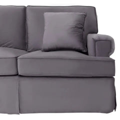 Ralph Three Seat Grey Velvet Chaise Sofa