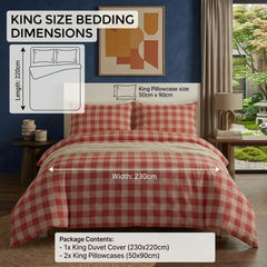 Gaveno Cavailia Red Gingham King Duvet Cover Microfibre Bedding Set