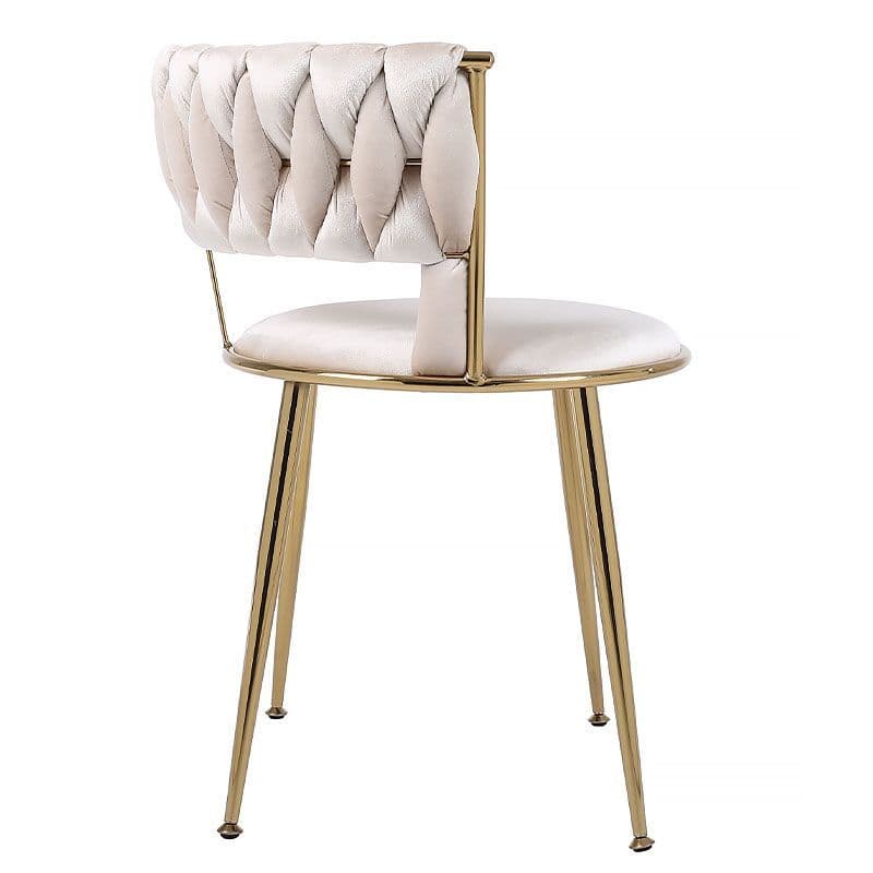 Set Of 2 Larissa Cream & Gold Dining Chairs - Home Luxe Interior