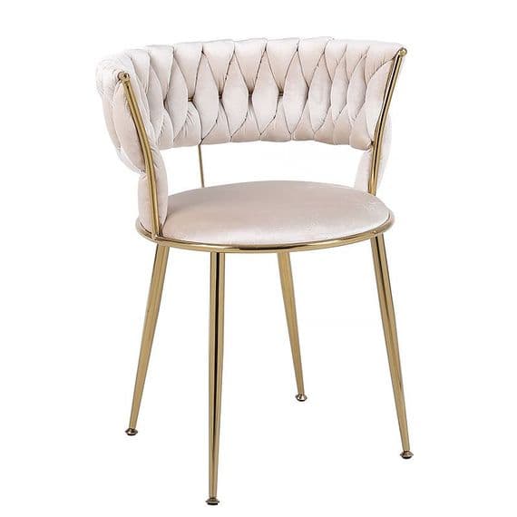 Set Of 2 Larissa Cream & Gold Dining Chairs - Home Luxe Interior