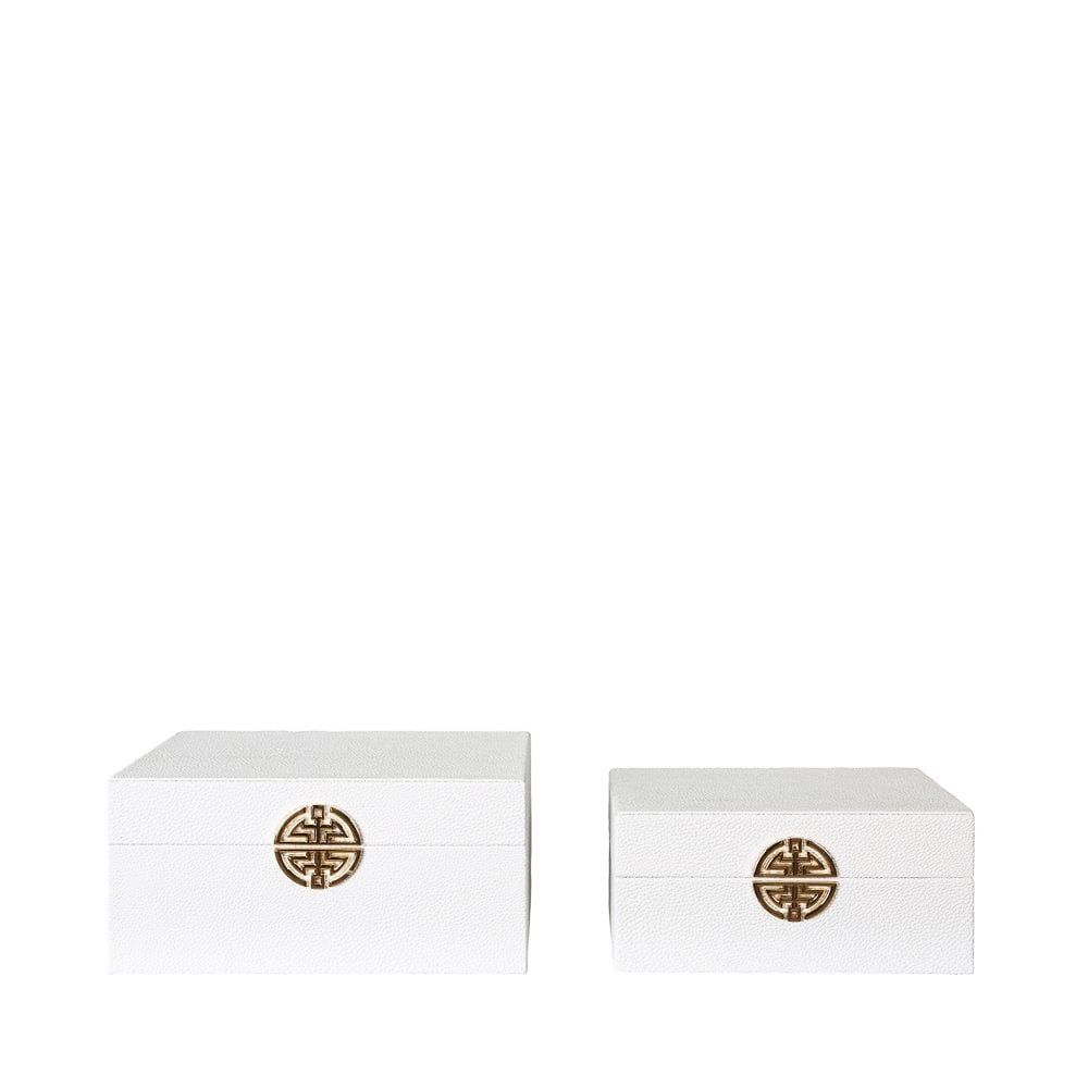 Set Of 2 White Gold Jewellery Boxes | Home Luxe Interior