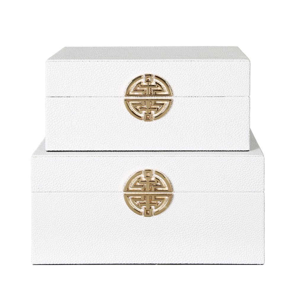 Set Of 2 White Gold Jewellery Boxes | Home Luxe Interior