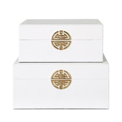 Set Of 2 White Gold Jewellery Boxes | Home Luxe Interior
