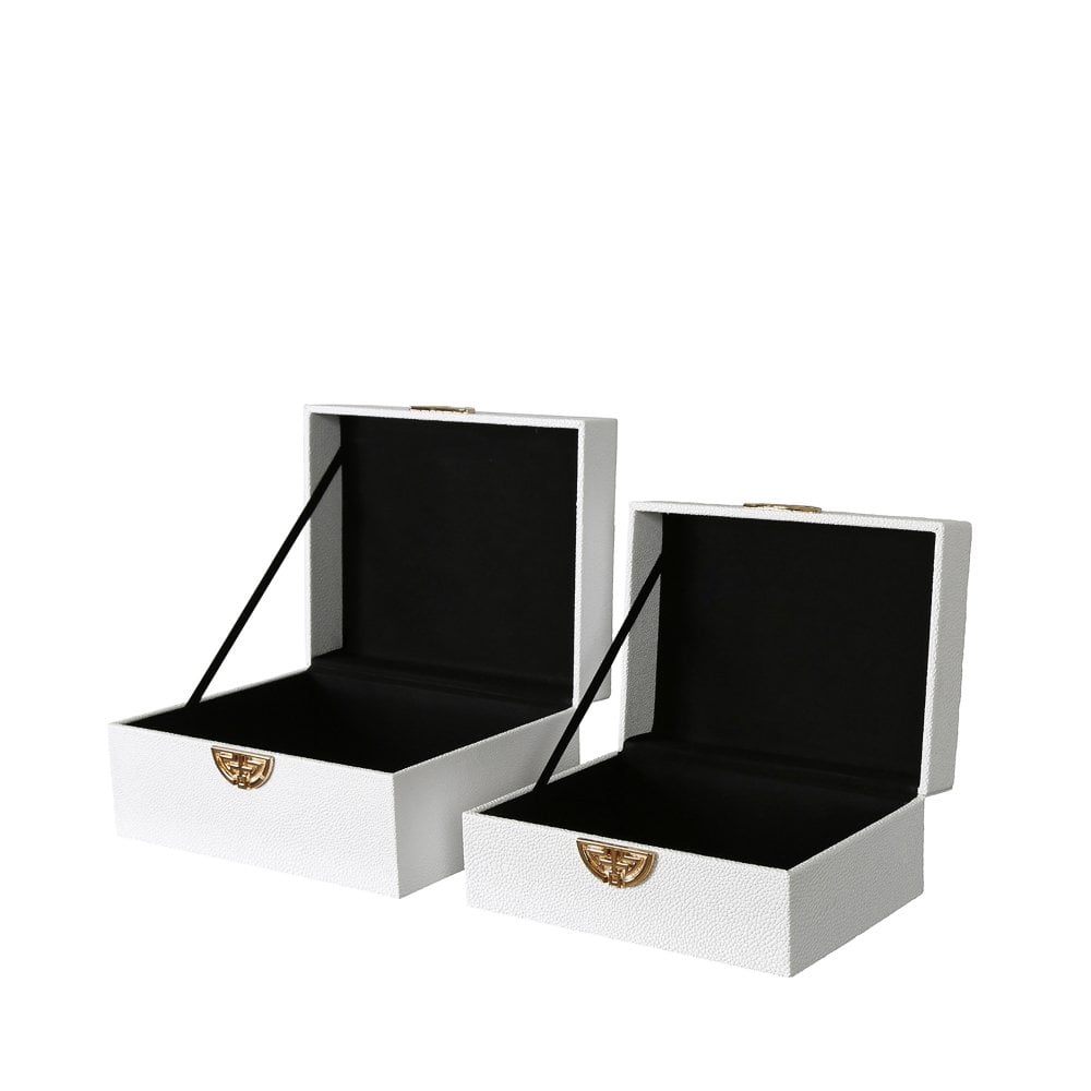 Set Of 2 White Gold Jewellery Boxes | Home Luxe Interior