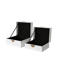 Set Of 2 White Gold Jewellery Boxes | Home Luxe Interior