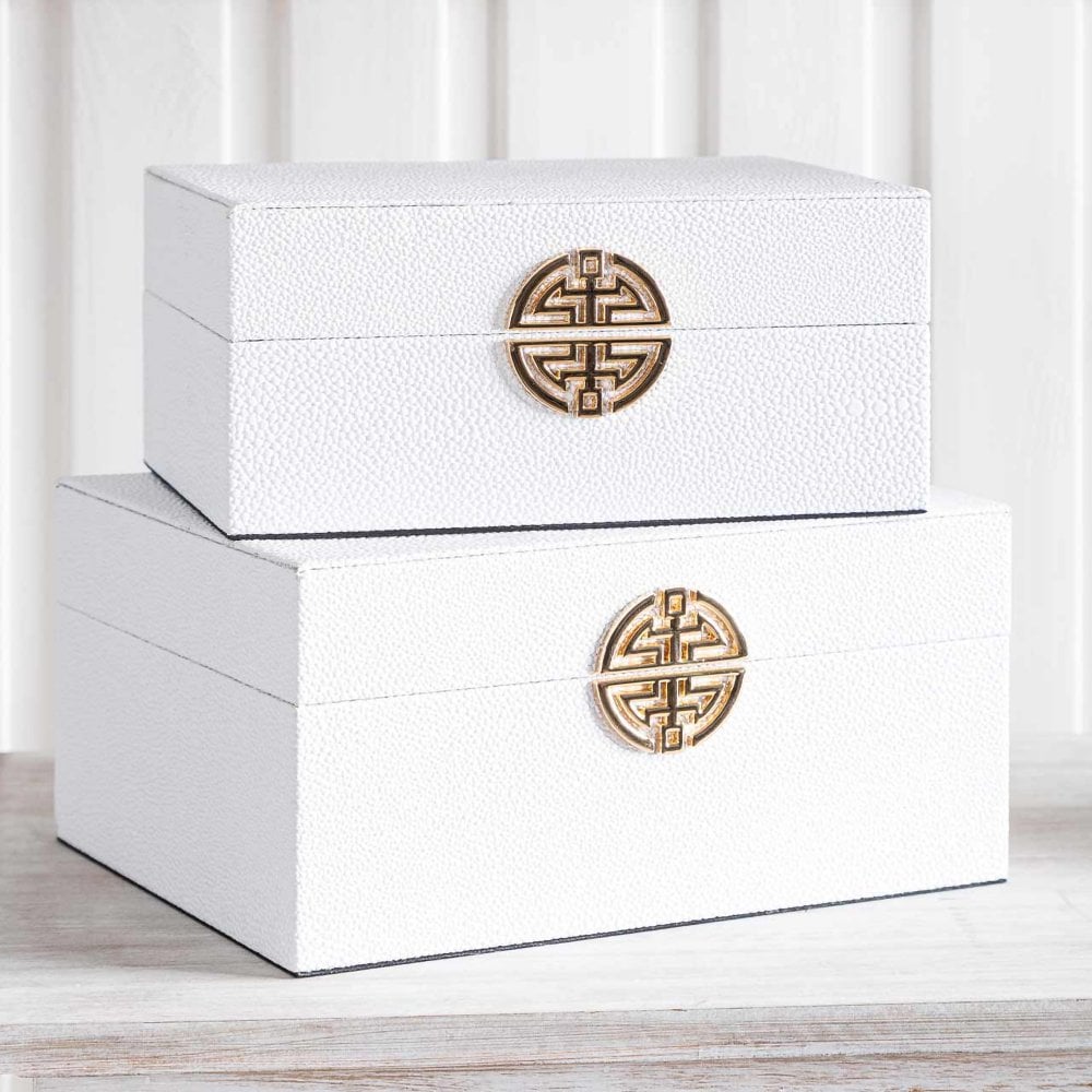 Set Of 2 White Gold Jewellery Boxes | Home Luxe Interior