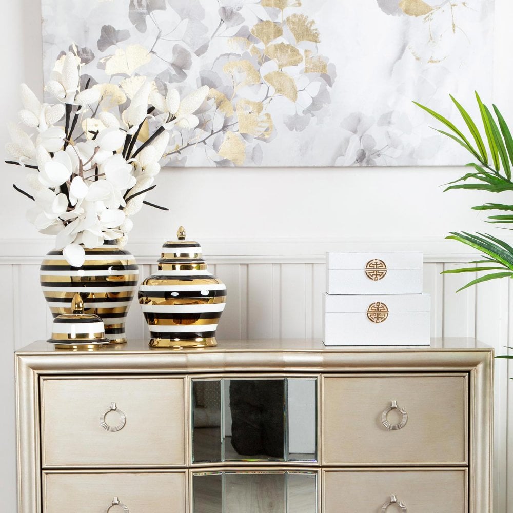 Set Of 2 White Gold Jewellery Boxes | Home Luxe Interior