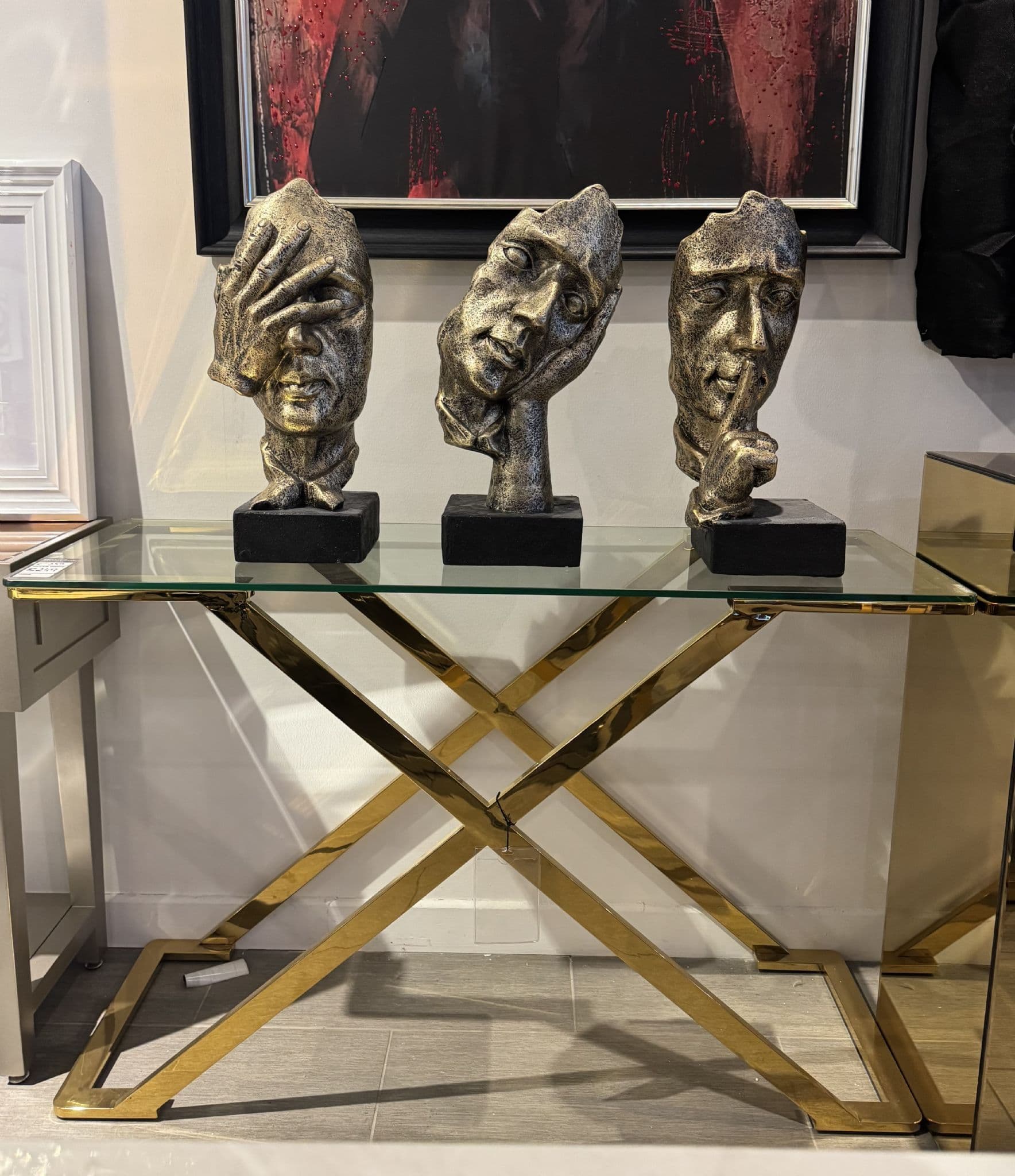 Set Of 3 Bronze See/Hear/Speak No Evil Ornaments
