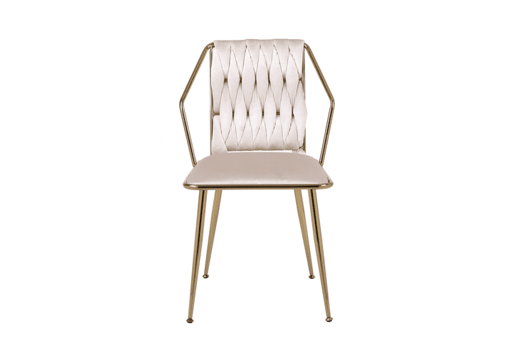 Set of 2 Daisy Cream & Gold Dining Chairs - Home Luxe Interior