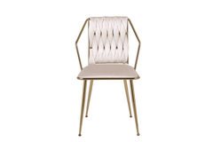 Set of 2 Daisy Cream & Gold Dining Chairs - Home Luxe Interior