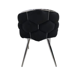 Set of 2 Soritino Black Dining Chairs with Chrome Legs by Home Luxe Interior