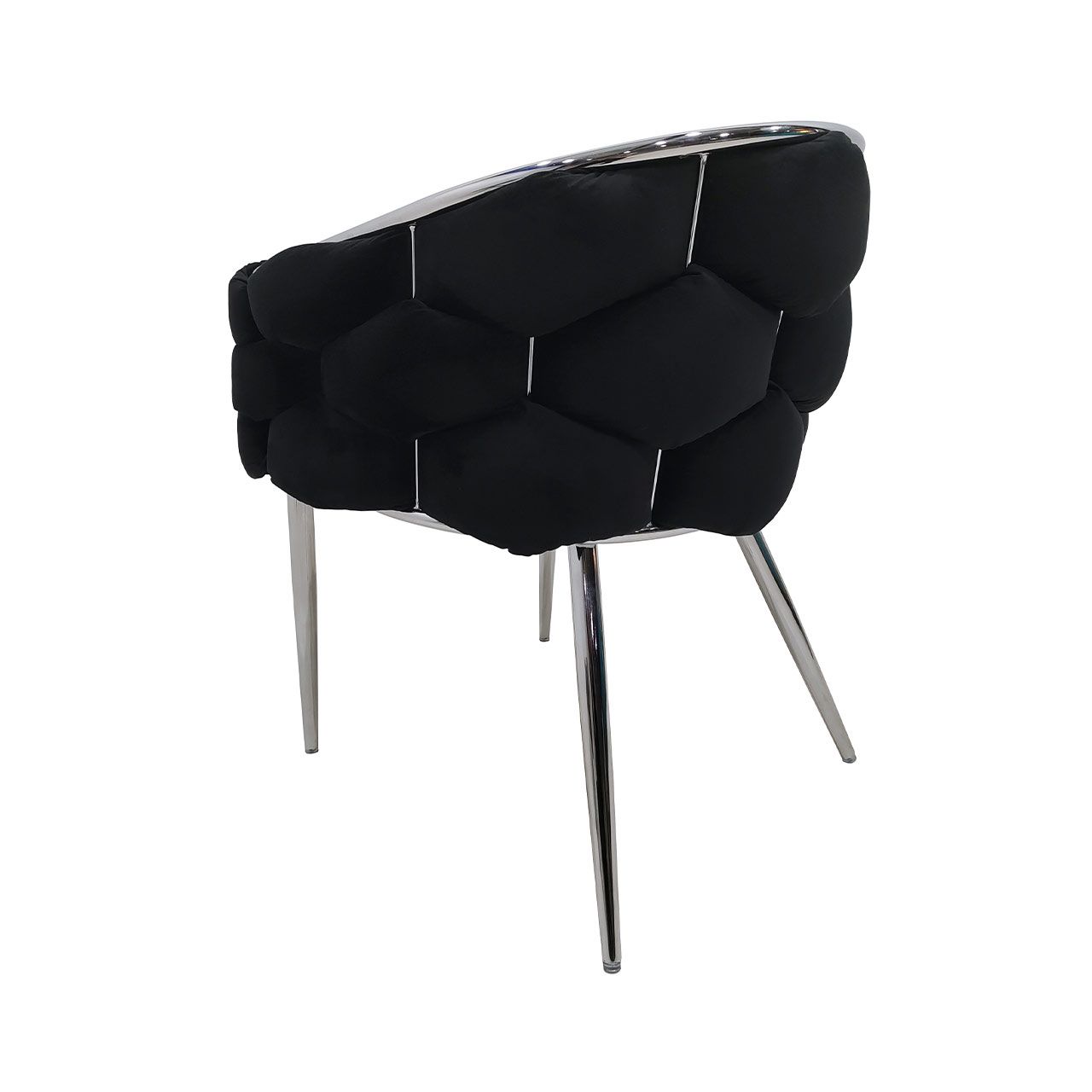 Set of 2 Soritino Black Dining Chairs with Chrome Legs by Home Luxe Interior