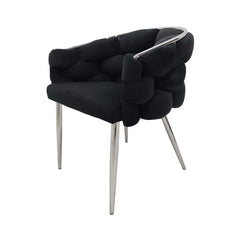 Set of 2 Soritino Black Dining Chairs with Chrome Legs by Home Luxe Interior