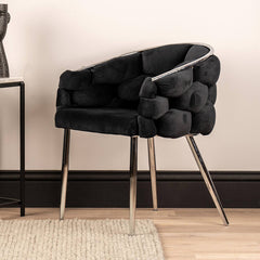 Set of 2 Soritino Black Dining Chairs with Chrome Legs by Home Luxe Interior