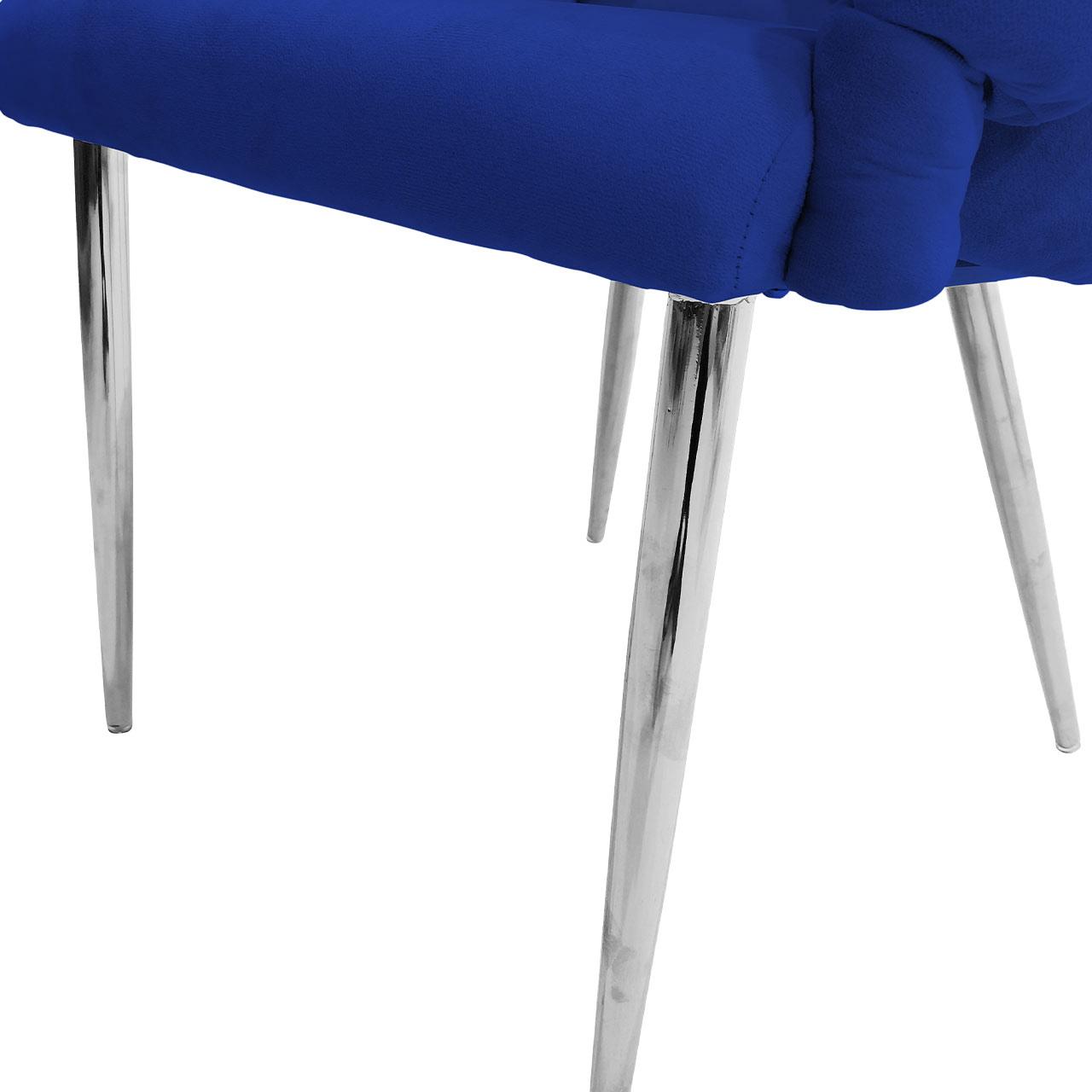 Set of 2 Soritino Blue Dining Chairs with Chrome Legs by Home Luxe Interior