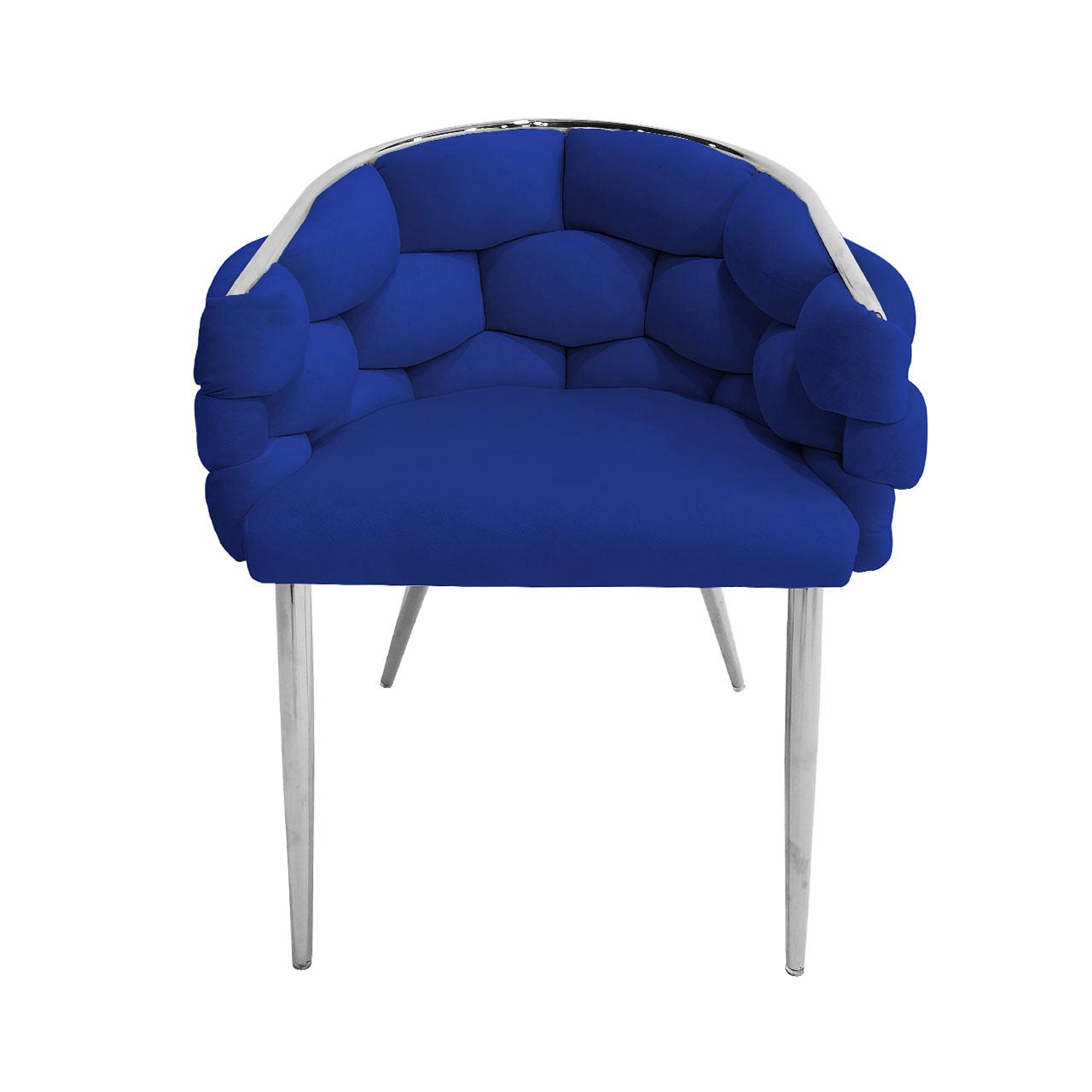 Set of 2 Soritino Blue Dining Chairs with Chrome Legs by Home Luxe Interior