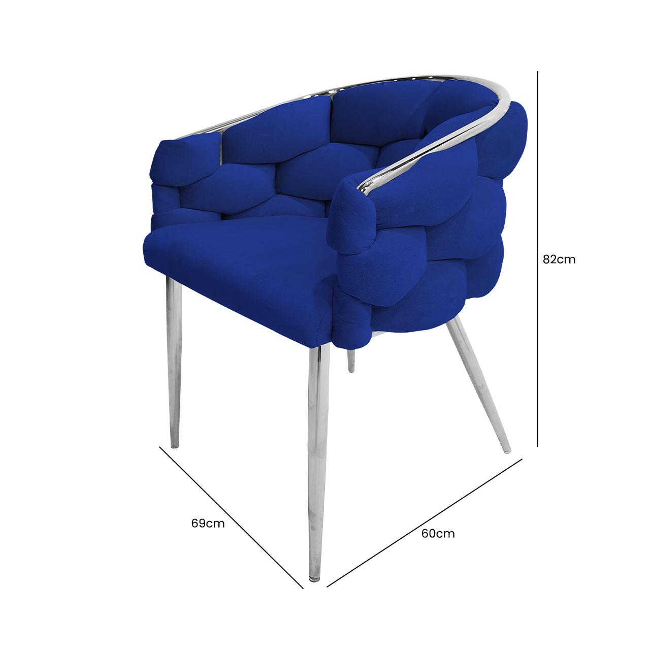 Set of 2 Soritino Blue Dining Chairs with Chrome Legs by Home Luxe Interior