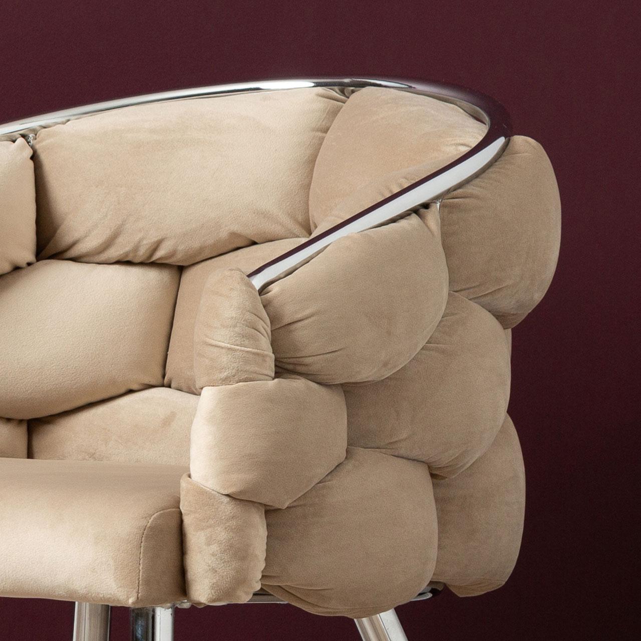 Set of 2 Soritino Taupe Dining Chairs with Chrome Legs by Home Luxe Interior