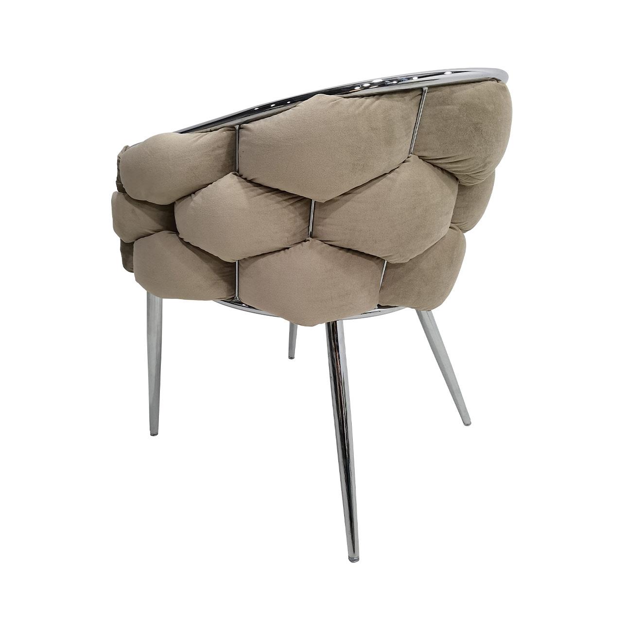 Set of 2 Soritino Taupe Dining Chairs with Chrome Legs by Home Luxe Interior
