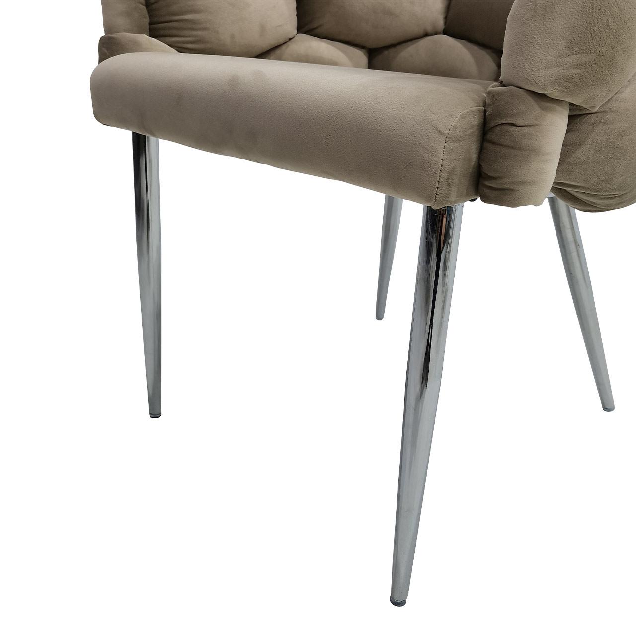 Set of 2 Soritino Taupe Dining Chairs with Chrome Legs by Home Luxe Interior