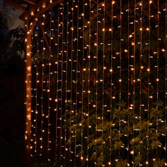 Solar Powered Warm White LED Curtain Lights - 180cm Garden Backdrop
