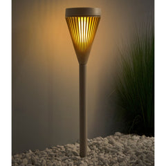 Solar Powered Santorini Post Lights 6pk - Taupe Flame Effect LEDs