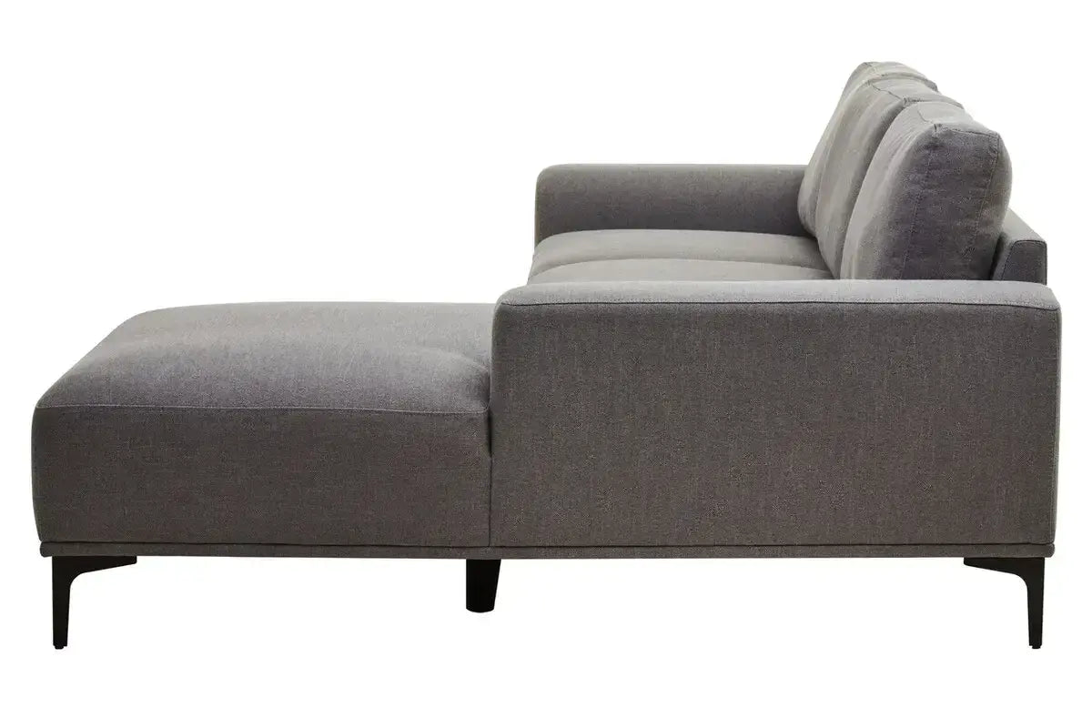 Toulon 3 Seat Grey Fabric Left Chaise Sofa
