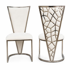 Set Of 2 Vienna Cream & Silver DIning Chairs