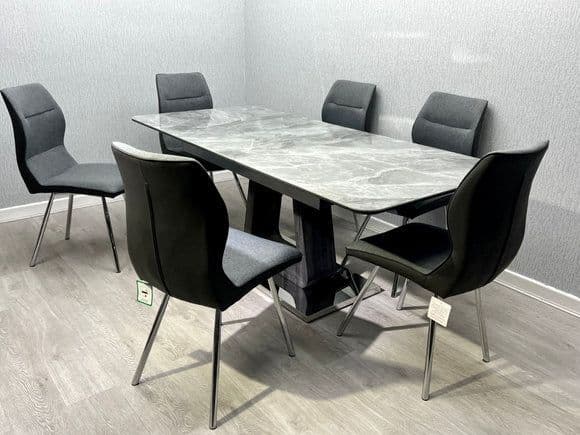 Zermatt Extending Dining Table Set + 6 Chairs | Home Luxe Interior