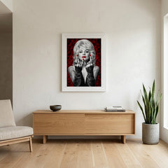 Dolly Parton Red Wall Art White Frame Canvas Print Decor - 60 x 80cm