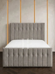 Modern Vertical Panel Button Tufted Upholstered Bed Frame