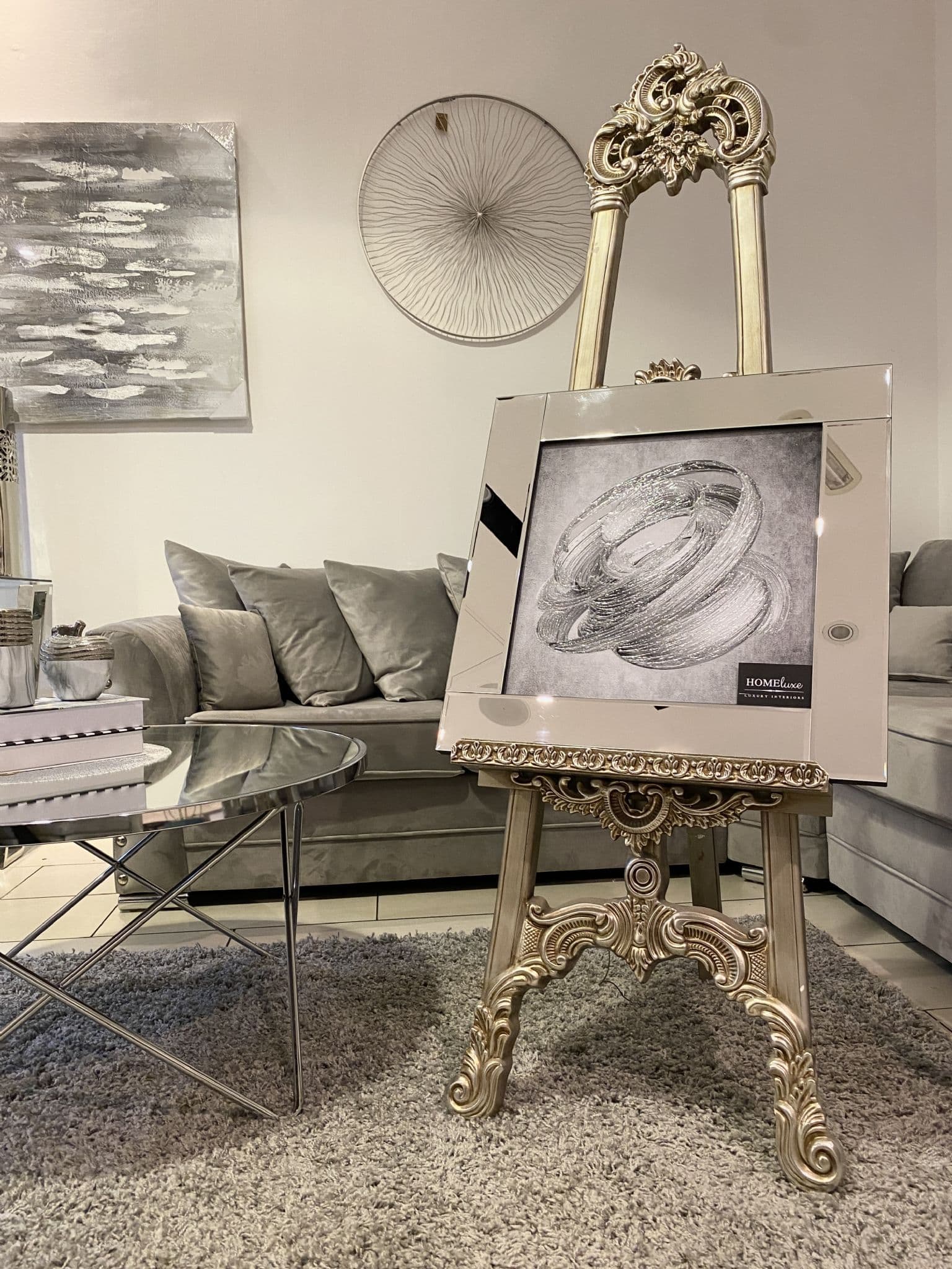 [EKM-AUTOGENERATED]Abstract Silver Whirlwind Wall Art Mirror Frame