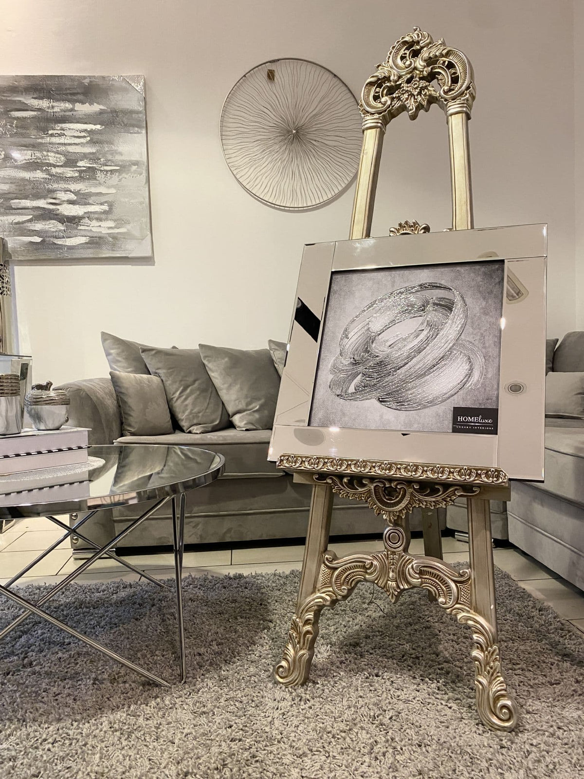 [EKM-AUTOGENERATED]Abstract Silver Whirlwind Wall Art Mirror Frame