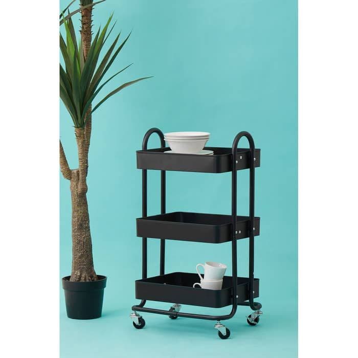 [EKM-AUTOGENERATED]Acero Three-Tier Black Metal Trolley Home Luxe Interior