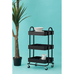 [EKM-AUTOGENERATED]Acero Three-Tier Black Metal Trolley Home Luxe Interior