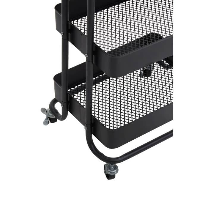 Acero Three-Tier Black Metal Trolley  Home Luxe Interior