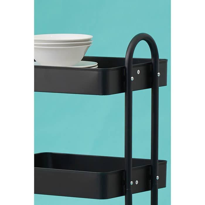 Acero Three-Tier Black Metal Trolley  Home Luxe Interior