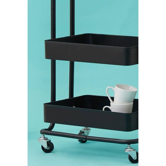 Acero Three-Tier Black Metal Trolley  Home Luxe Interior