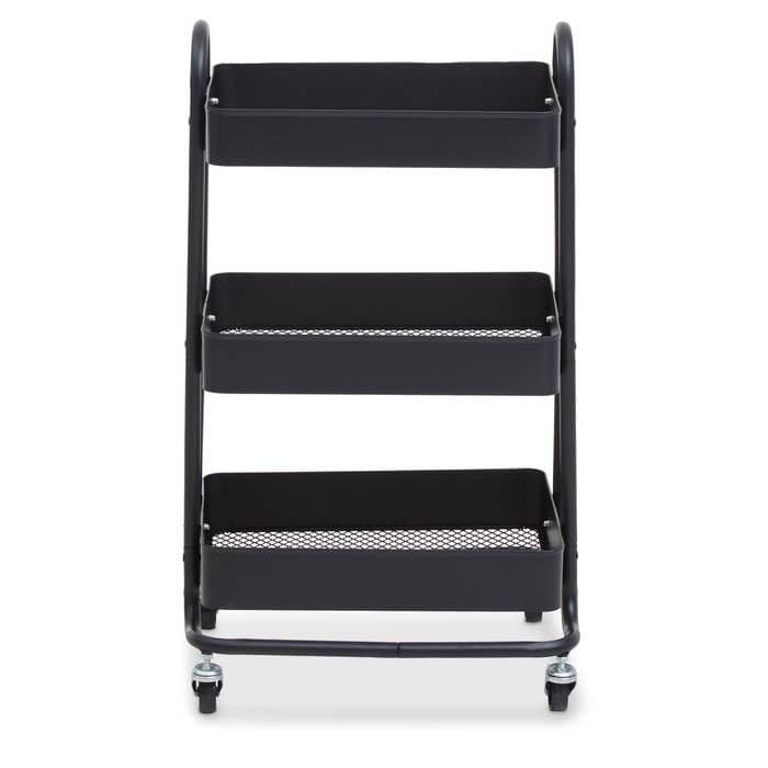 Acero Three-Tier Black Metal Trolley  Home Luxe Interior