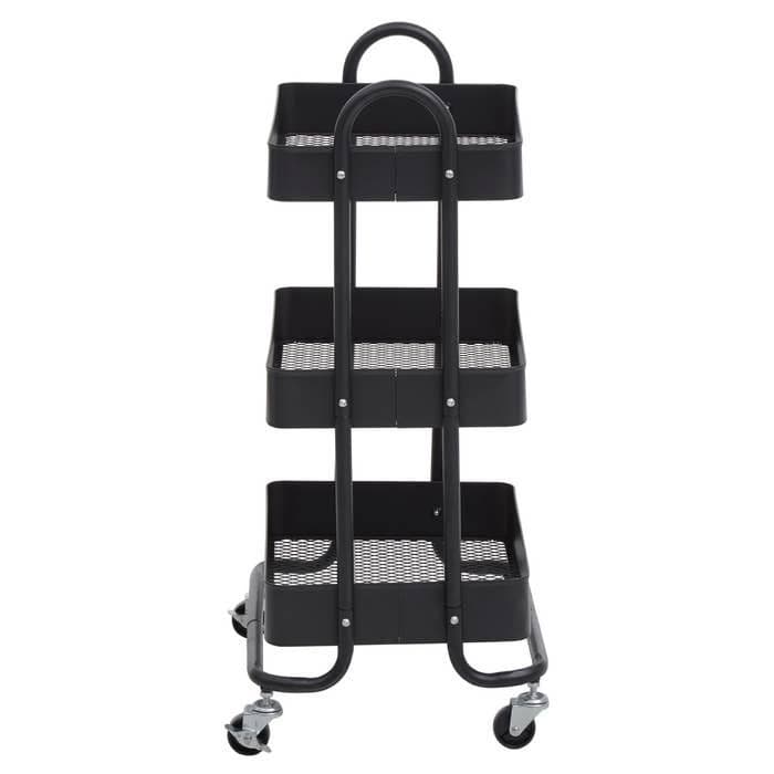 Acero Three-Tier Black Metal Trolley  Home Luxe Interior