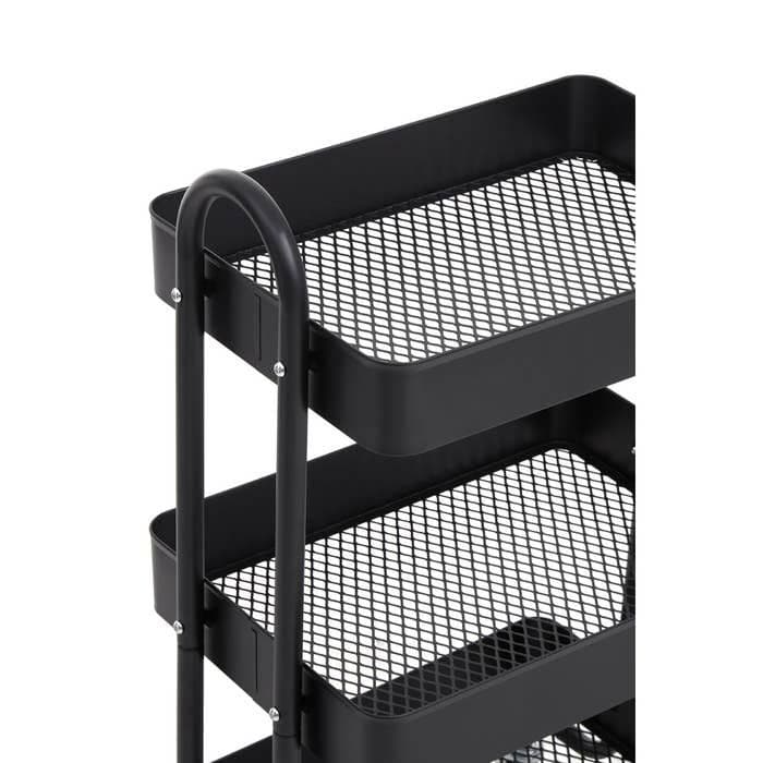 Acero Three-Tier Black Metal Trolley  Home Luxe Interior