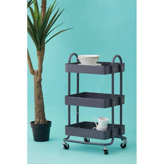 [EKM-AUTOGENERATED]Acero Three-Tier Grey Metal Trolley Home Luxe Interior