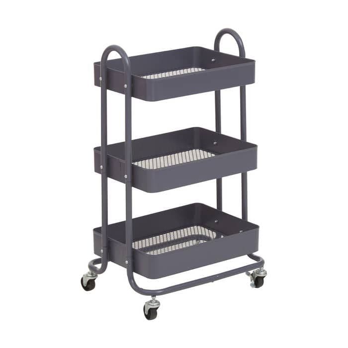 Acero Three-Tier Grey Metal Trolley  Home Luxe Interior