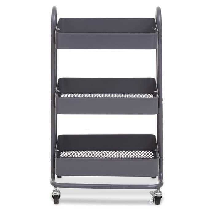 Acero Three-Tier Grey Metal Trolley  Home Luxe Interior