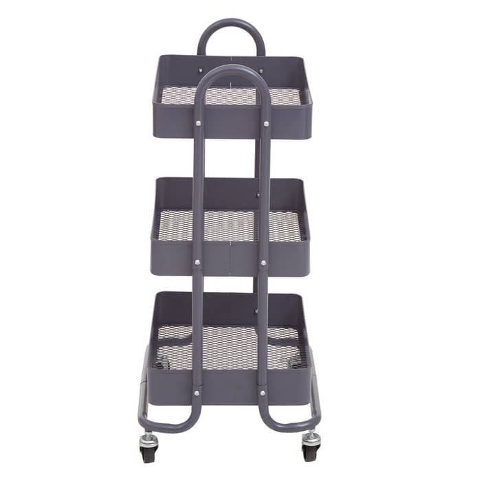Acero Three-Tier Grey Metal Trolley  Home Luxe Interior