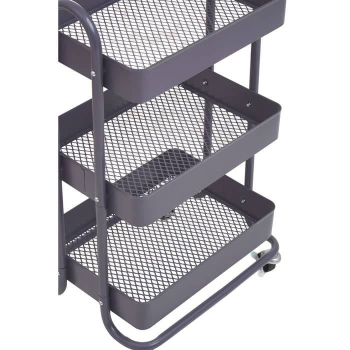 Acero Three-Tier Grey Metal Trolley  Home Luxe Interior