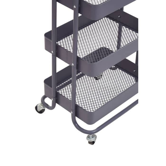 Acero Three-Tier Grey Metal Trolley  Home Luxe Interior
