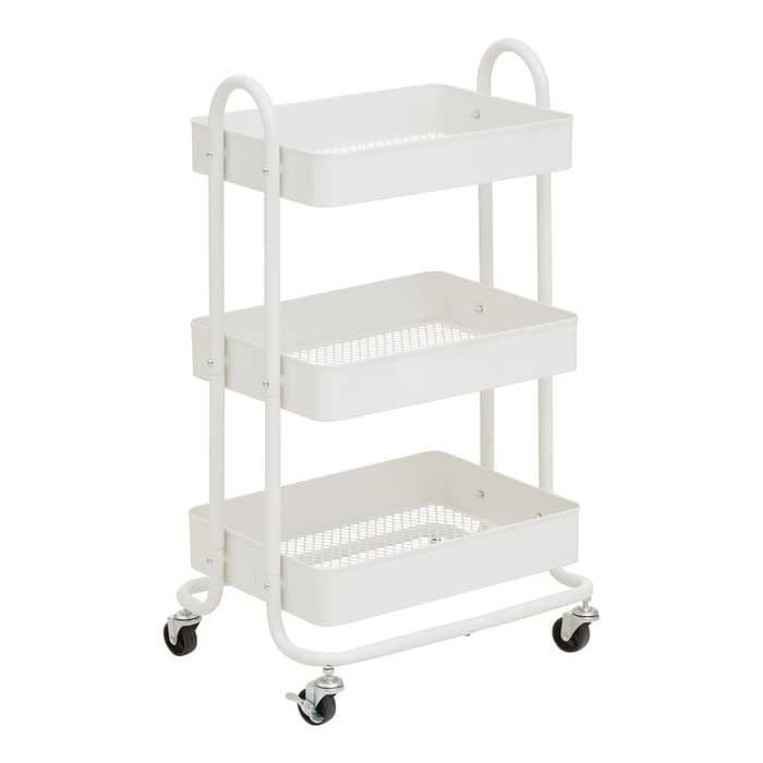 Acero Three-Tier White Metal Trolley  Home Luxe Interior