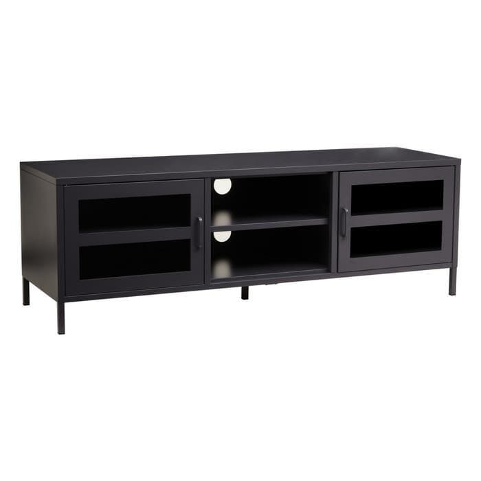 [EKM-AUTOGENERATED]Acier Two Door Black Metal Media Unit - Home Luxe Interior